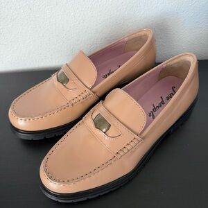 NEW FREE PEOPLE Liv Camel Leather Penny Loafers